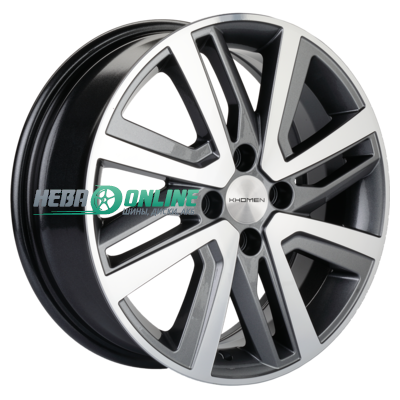 Литой диск Khomen KHW1609 6x16 4x100 ET 50 Dia 60.1 (серый с полированной лицевой частью)