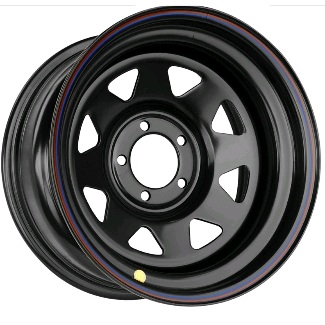 Штампованный диск Off Road Wheels Toyota 8x16 6x139.7 ET 10 Dia 110 (черный глянцевый)