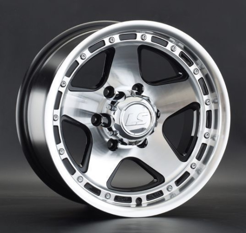 LS Wheels LS870 8x16 6x139.7 ET -10 Dia 106.1 (чёрный глянцевый с полированной лицевой частью)