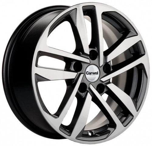Carwel Шунет 1612 6.5x16 114.3xКонус ET 5*114.3 Dia 50 (чёрный глянцевый с полированной лицевой частью)