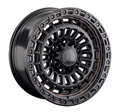 Литой диск LS Wheels LS1348 8.5x17 6x139.7 ET 25 Dia 106.1 (черный глянцевый с синей полосой по ободу внутри)