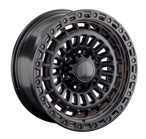 LS Wheels LS1348 9x18 5x150 ET 30 Dia 110.1 (черный глянцевый с синей полосой по ободу внутри)