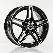 Литой диск Megami MGM-17 6x15 4x100 ET 40 Dia 56.6 (чёрный глянцевый с полированной лицевой частью)