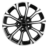 Литой диск Khomen KHW1605 6.5x16 5x114.3 ET 45 Dia 67.1 (чёрный глянцевый с полированной лицевой частью)