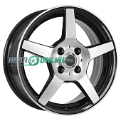 Литой диск Megami AF-07 6x15 4x114.3 ET 40 Dia 67.1 (чёрный глянцевый с полированной лицевой частью)