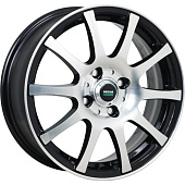 Литой диск Megami MGM-2 5.5x14 4x100 ET 35 Dia 67.1 (чёрный глянцевый с полированной лицевой частью)
