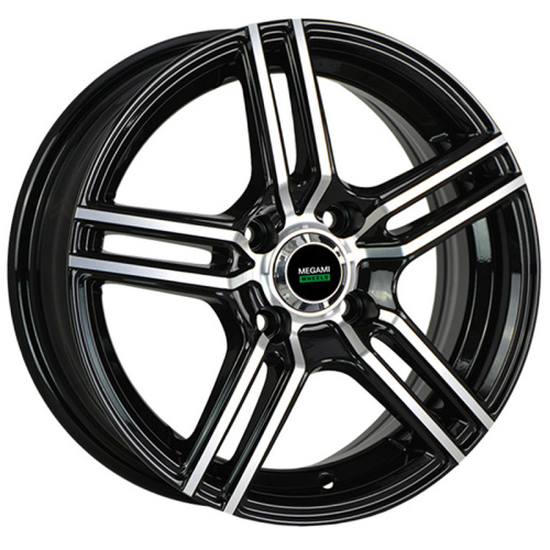 Megami MGM-1 6x15 4x100 ET 40 Dia 56.6 (чёрный глянцевый с полированной лицевой частью)
