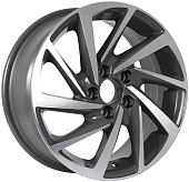 Литой диск KDW KD1530 6x15 5x100 ET 38 Dia 57.1 (серый с полированной лицевой частью)