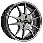 Литой диск Megami MGM-3 6x15 4x100 ET 4*100 Dia 50 (чёрный глянцевый с полированной лицевой частью)