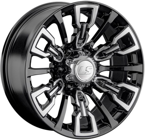 LS Wheels LS1363 8x17 6x139.7 ET -15 Dia 106.1 (чёрный глянцевый с полированной лицевой частью)