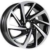 Литой диск KDW KD1530 6x15 100xКонус ET 5*100 Dia 38 (чёрный глянцевый с полированной лицевой частью)