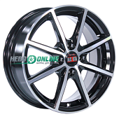 Литой диск Alcasta M63 6x15 4x100 ET 37 Dia 60.1 (чёрный глянцевый с полированной лицевой частью)