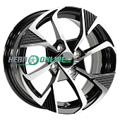 Литой диск Megami MGM-23 6x14 4x100 ET 35 Dia 67.1 (чёрный глянцевый с полированной лицевой частью)