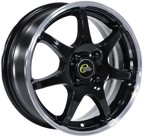 Cross Street СR-15 6x15 4x100 ET 40 Dia 67.1 (чёрный глянцевый с полированным ободом)
