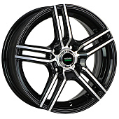 Литой диск Megami MGM-1 5.5x14 4x100 ET 43 Dia 67.1 (чёрный глянцевый с полированной лицевой частью)