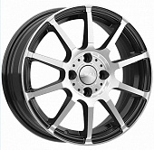 Литой диск Скад Акита 6x15 5x100 ET 38 Dia 57.1 (чёрный глянцевый с полированной лицевой частью)