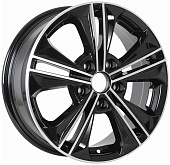 Литой диск KDW KD1635 6x16 114.3xКонус ET 5*114.3 Dia 43 (чёрный глянцевый с полированной лицевой частью)