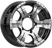 Литой диск КиК Байконур (КС465) 7x15 6x139.7 ET -5 Dia 108.5 (черный с полированной лицевой частью)