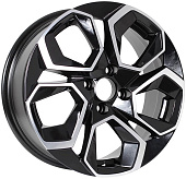 Литой диск KDW KD1620 6.5x16 4x100 ET 45 Dia 60.1 (чёрный глянцевый с полированной лицевой частью)