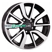 Литой диск LS Wheels LS1317 6.5x16 5x114.3 ET 40 Dia 67.1 (чёрный глянцевый с полированной лицевой частью)