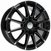 Литой диск Скад Ле Ман 7x16 5x100 ET 38 Dia 67.1 (чёрный глянцевый с полированной лицевой частью)