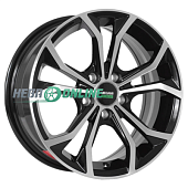 Литой диск Megami MGM-33 6x14 4x100 ET 35 Dia 67.1 (чёрный глянцевый с полированной лицевой частью)