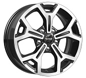 Литой диск Скад KL-318 6.5x16 114.3xКонус ET 5*114.3 Dia 50 (чёрный глянцевый с полированной лицевой частью)