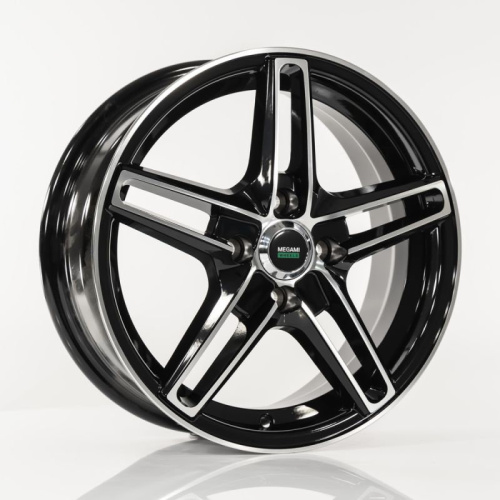 Megami MGM-17 6x15 4x100 ET 40 Dia 67.1 (чёрный глянцевый с полированной лицевой частью)