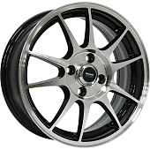 Литой диск Megami MGM-5 6x15 5x100 ET 38 Dia 57.1 (черный с полированной лицевой частью)